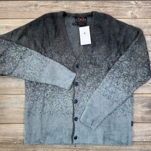 Jordan Flight Heritage Cardigan Mens MEDIUM Grey Ombre Fuzzy Sweater FV7426 NEW